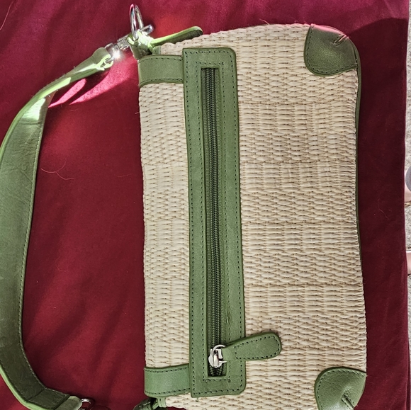 Nwot Kate Laundry Brown and green straw small purse - Picture 2 of 4